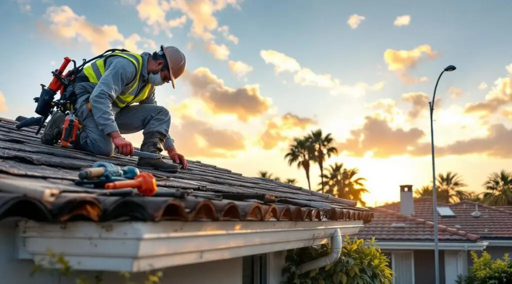 A professional roofing crew working together to install a high-quality shingle roof on a residential home in Henderson, showcasing safety gear and modern equipment